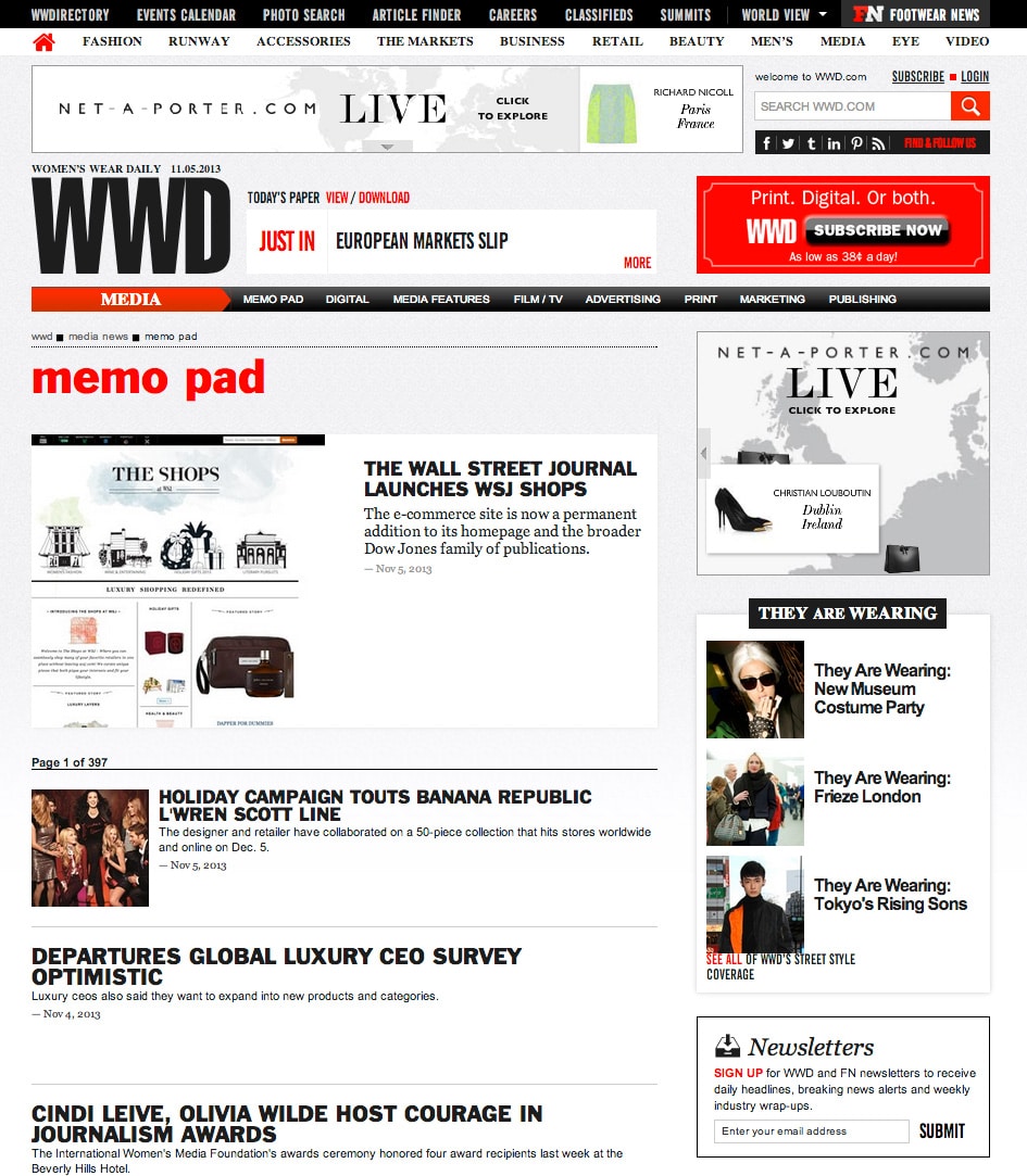 The Shops at WSJ Launch + WWD Memo Pad