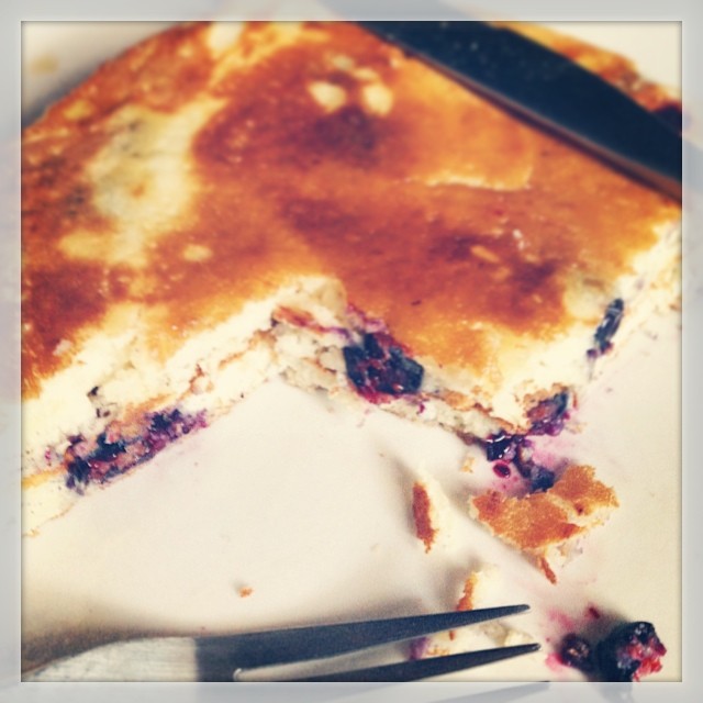 Homemade blueberry pancake morning